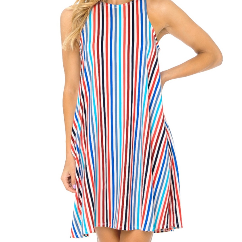 VERTICAL STRIPE SLEEVELESS DRESS - Picture 2 of 5